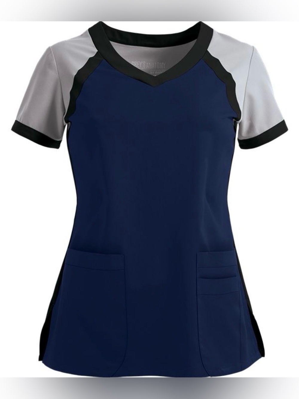 GREY’S ANATOMY ACTIVE Navy Blue, Black, & Grey Scrub Top